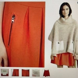 NWT Mauve by Anthropology Orange Lined Skater Full Mini Zip Pocket Skirt SZ 8